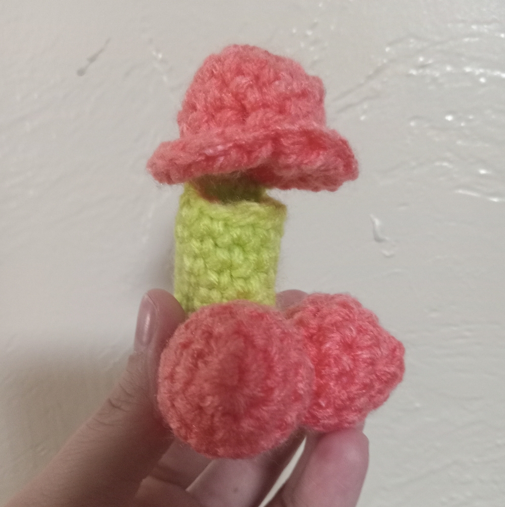 Handcrafted Green And Pink 🍆 crochet chapstick gag gift holder